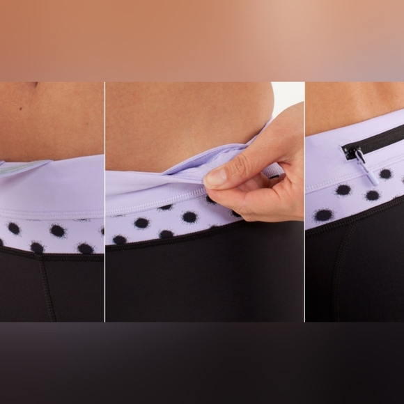 Lululemon Run: Inspire Crop II Blac /Lilac /High Noon Dot Lilac/ size 8 - Picture 5 of 12